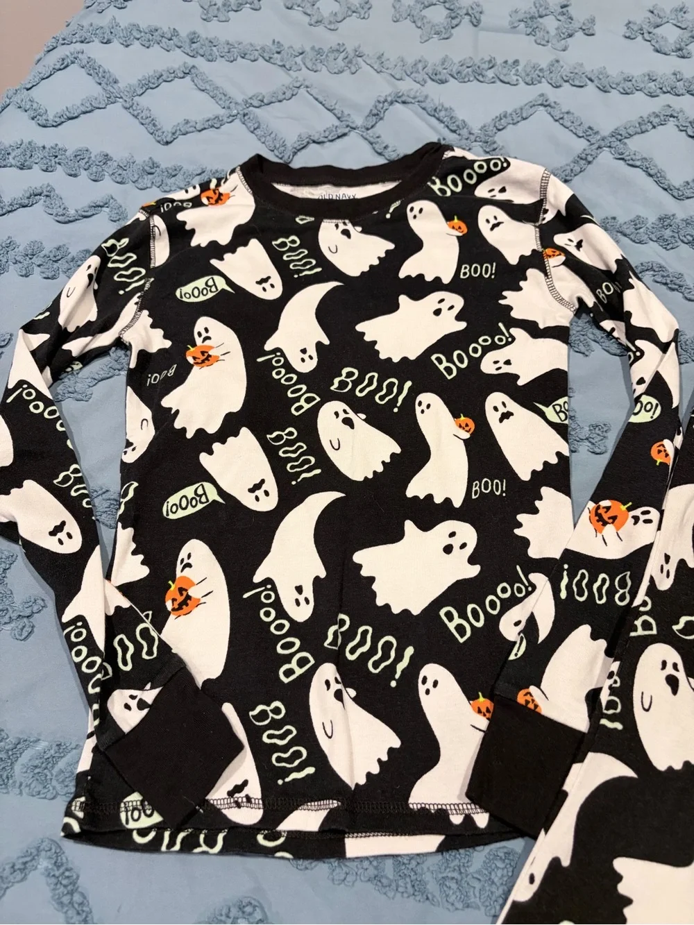 Old Navy Black & White Ghost Print Kids Pajama Set